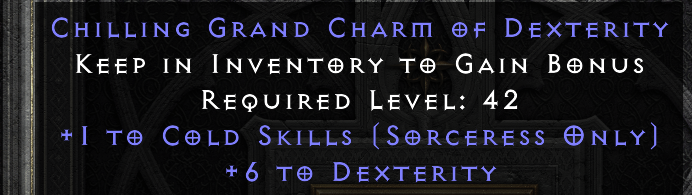CHILLING GRAND CHARM OF DEXTERITY original item tooltip