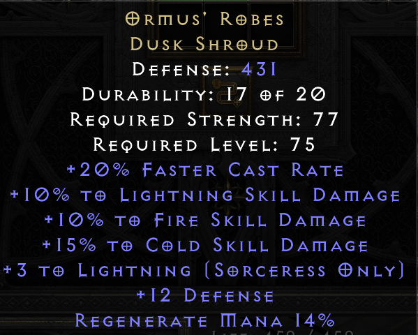 ORMUS' ROBES original item tooltip