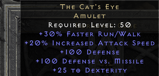 THE CAT'S EYE original item tooltip