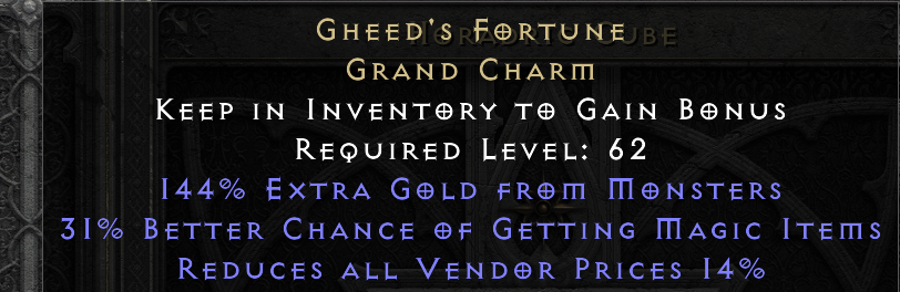 GHEED'S FORTUNE original item tooltip