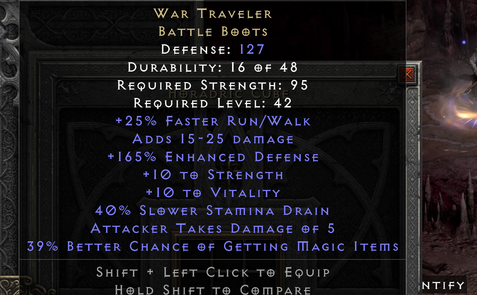 WAR TRAVELER original item tooltip