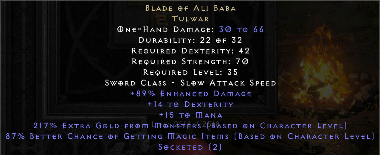 BLADE OF ALI BABA original item tooltip