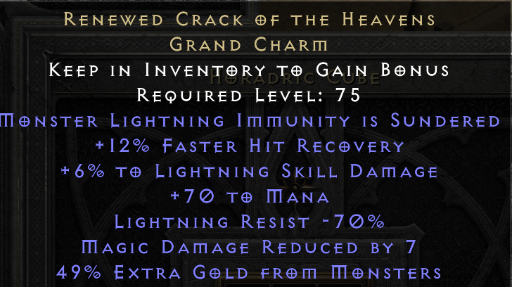 RENEWED CRACK OF THE HEAVENS original item tooltip