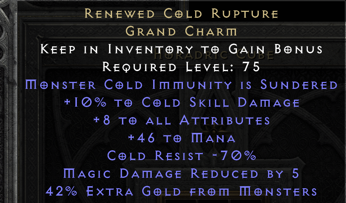 RENEWED COLD RUPTURE original item tooltip