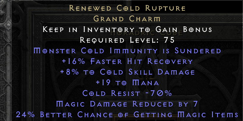 RENEWED COLD RUPTURE original item tooltip