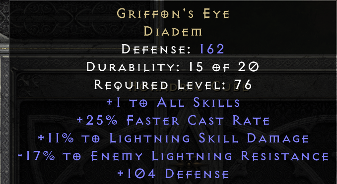 GRIFFON'S EYE original item tooltip