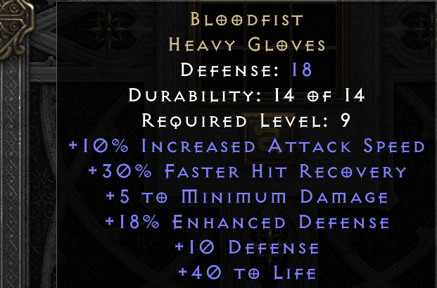 BLOODFIST original item tooltip