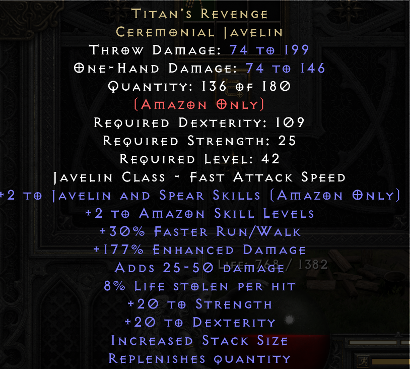 TITAN'S REVENGE original item tooltip