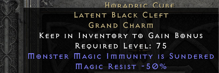 LATENT BLACK CLEFT original item tooltip
